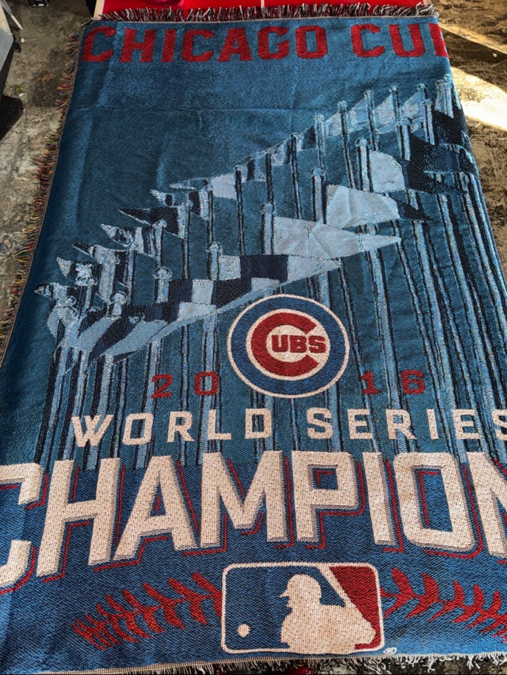 Chicago Cubs 2016 World Series Champions Throw Blanket - Blue & Red